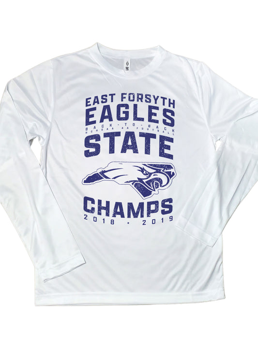 State Champions 2018 and 2019 Long Sleeve Performance T-shirt, moisture wicking performance Tee